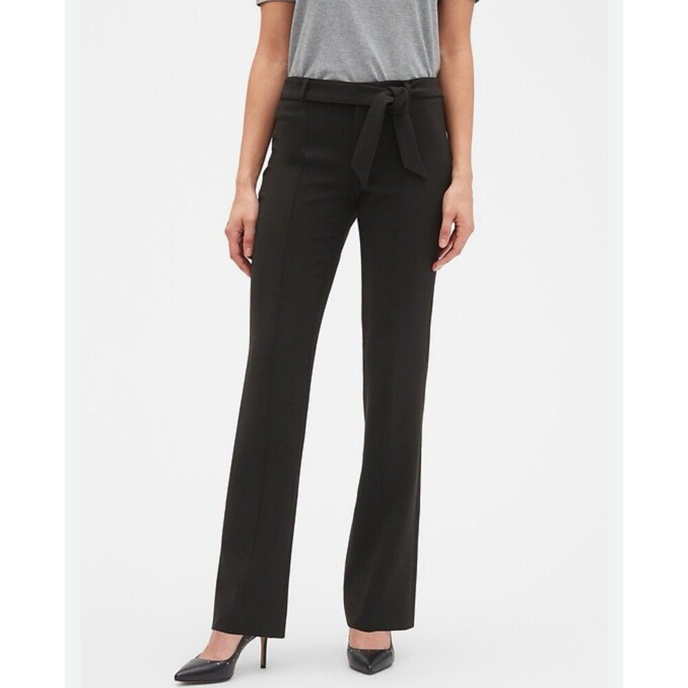 NWT Banana Republic Classic Black Logan Dress Pants Tie Belt  Size 2 NEW $79.99